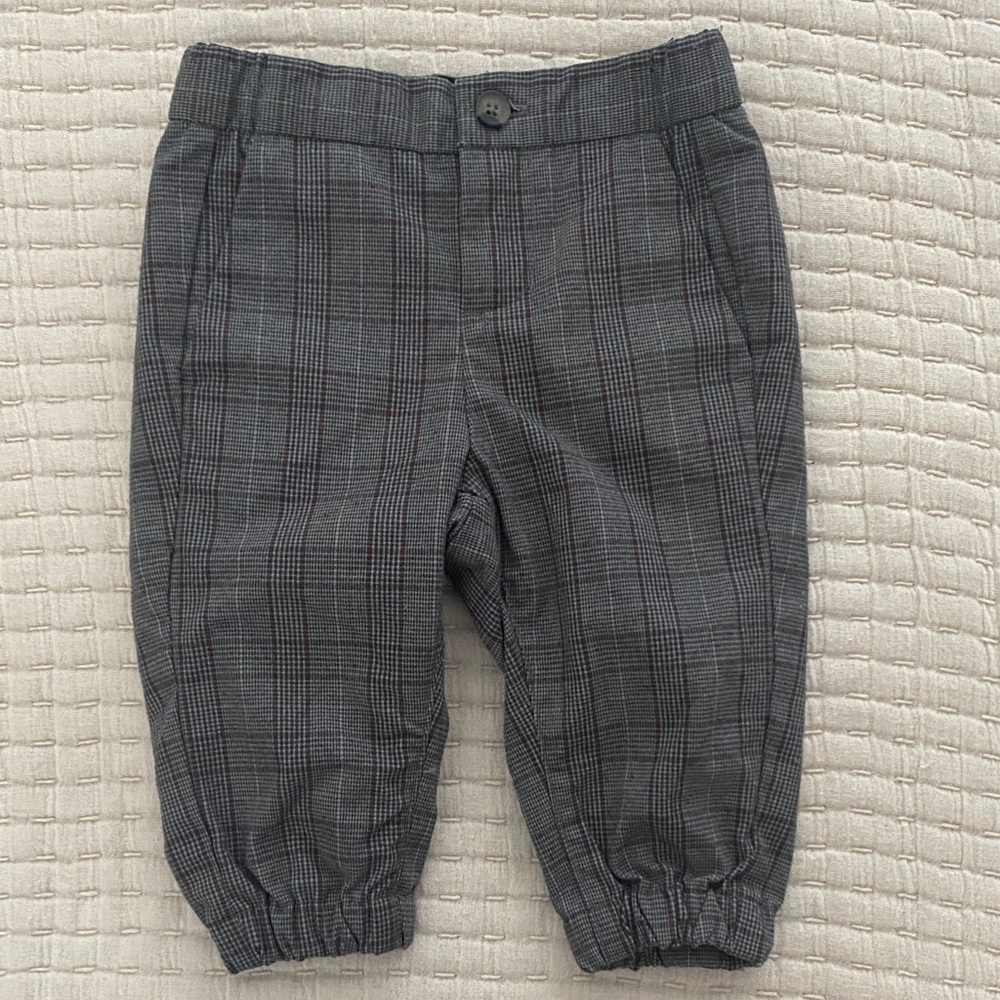 Janie and Jack Charcoal Plaid Kids Trousers